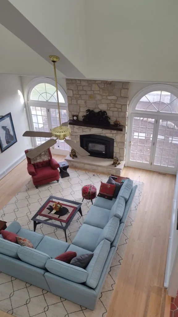 aerial view of fireplace