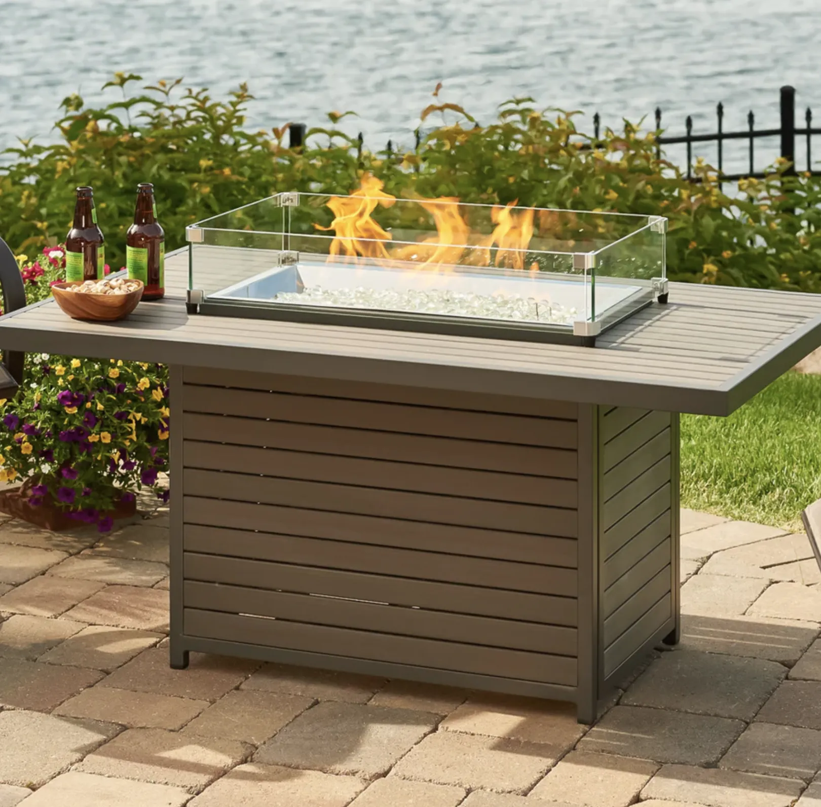 Brooks Rectangular Gas Fire Pit Table