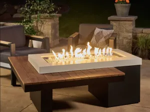 Uptown Iroko Linear Gas Fire Pit Table
