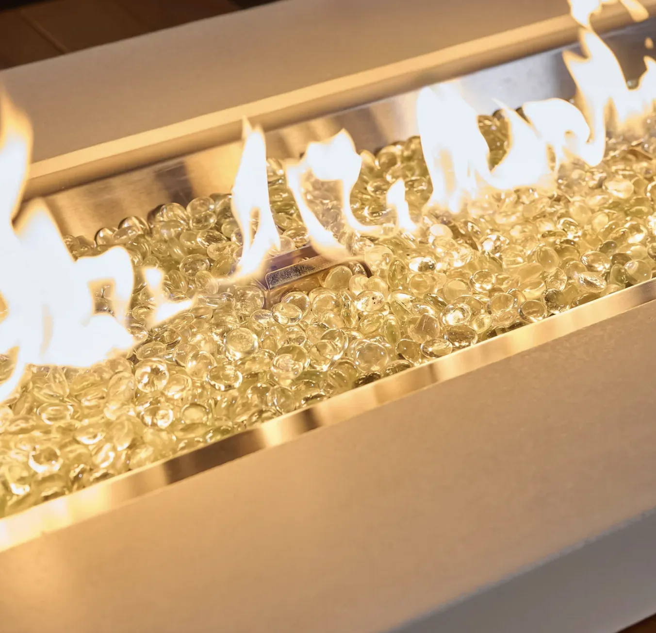 Uptown Iroko Linear Gas Fire Pit Table - Image 2