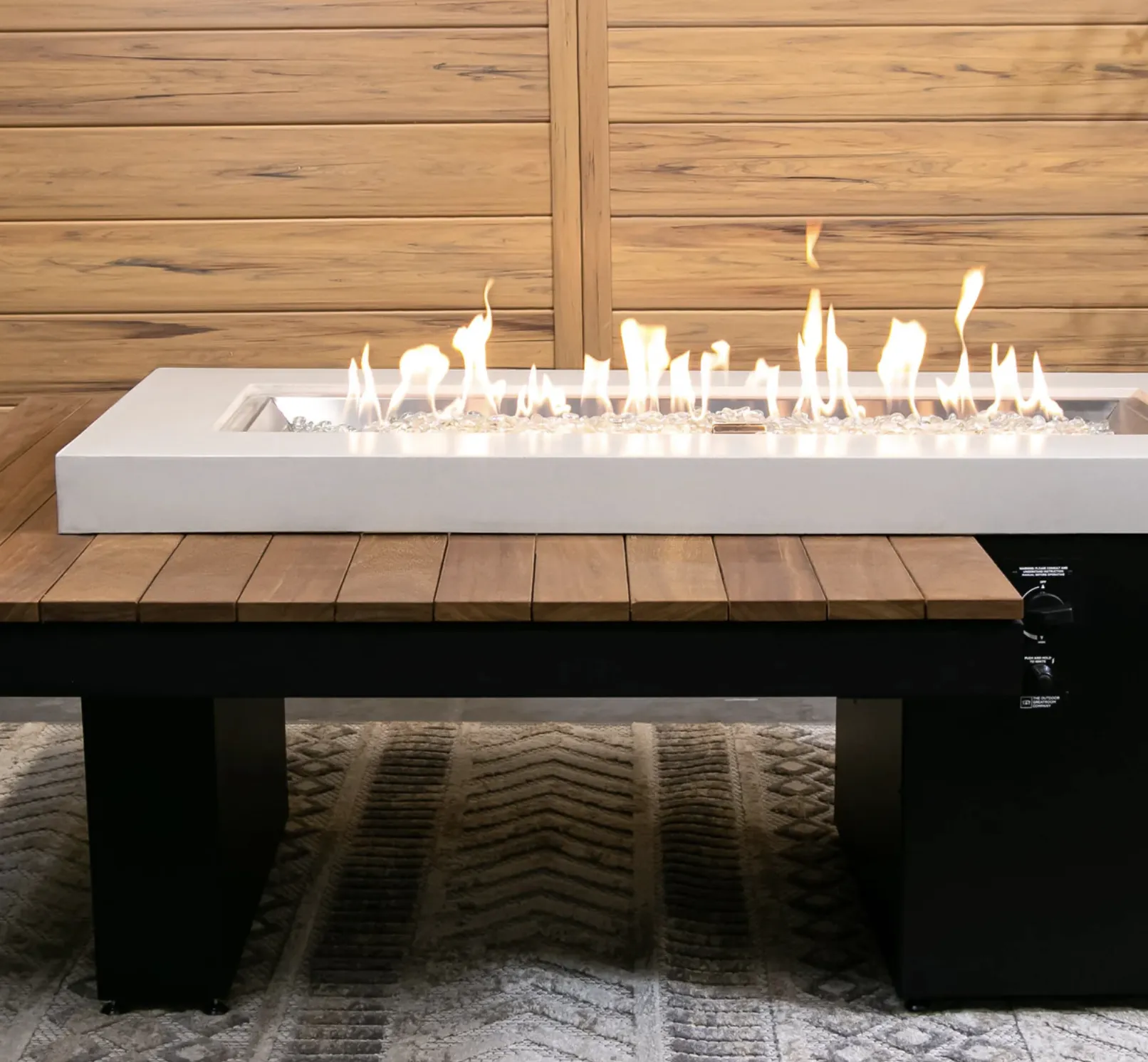 Uptown Iroko Linear Gas Fire Pit Table - Image 5