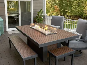 Kenwood and Brooks Linear Dining Height Gas Fire Pit Table
