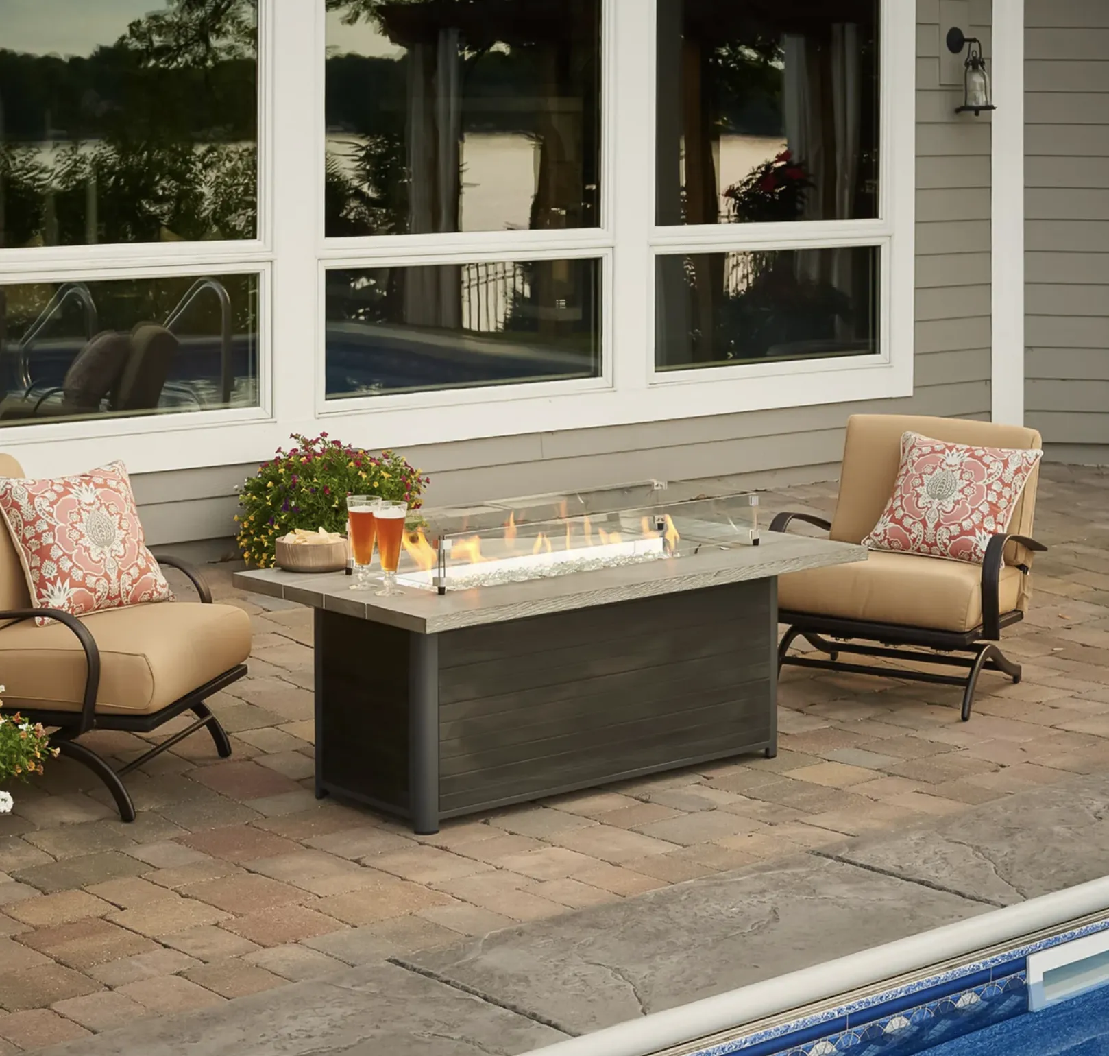 Cedar Ridge Linear Gas Fire Pit Table