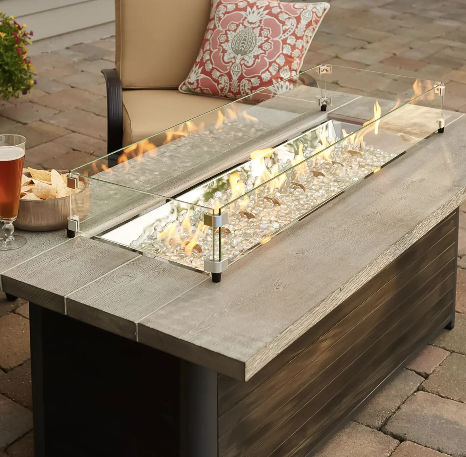 Cedar Ridge Linear Gas Fire Pit Table - Image 2