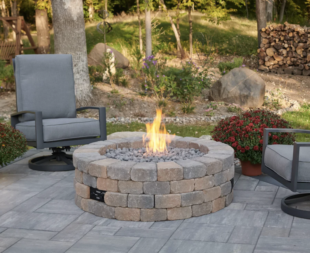 Bronson Block Round Gas Fire Pit Kit - Newtown Fireplace Shop