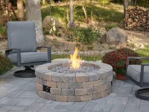 Bronson Block Round Gas Fire Pit Kit