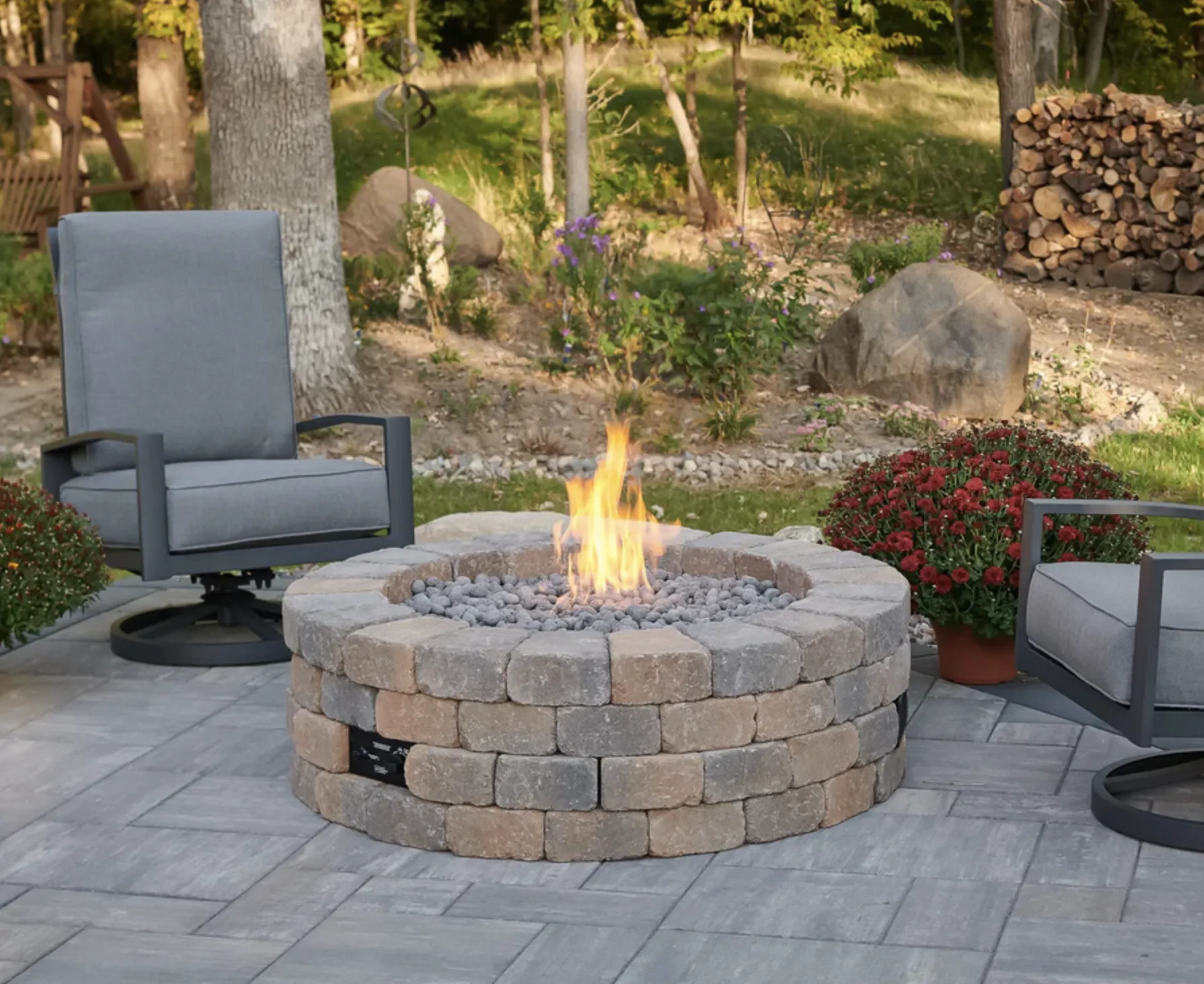 Bronson Block Round Gas Fire Pit Kit