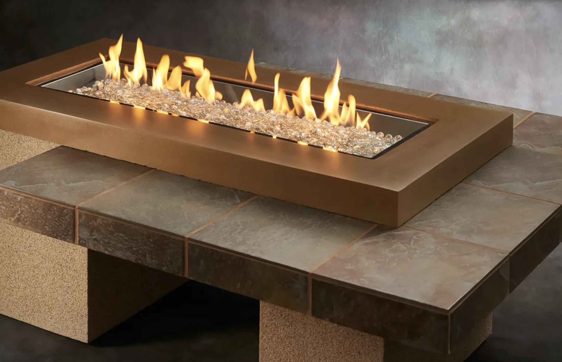 Uptown Brown Linear Gas Fire Pit Table