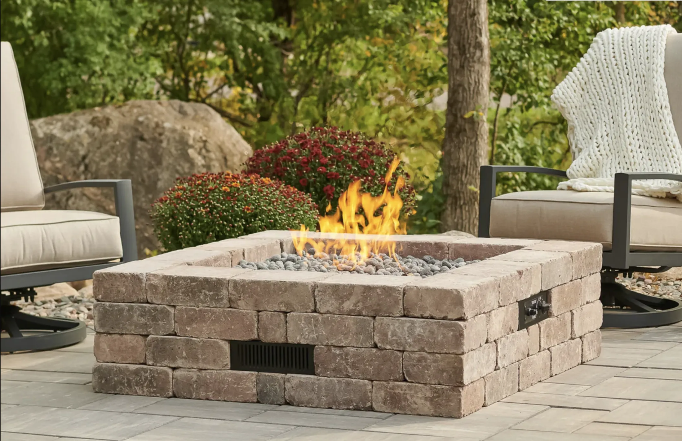 Bronson Block Square Gas Fire Pit Kit - Image 2