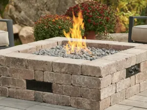 Bronson Block Square Gas Fire Pit Kit