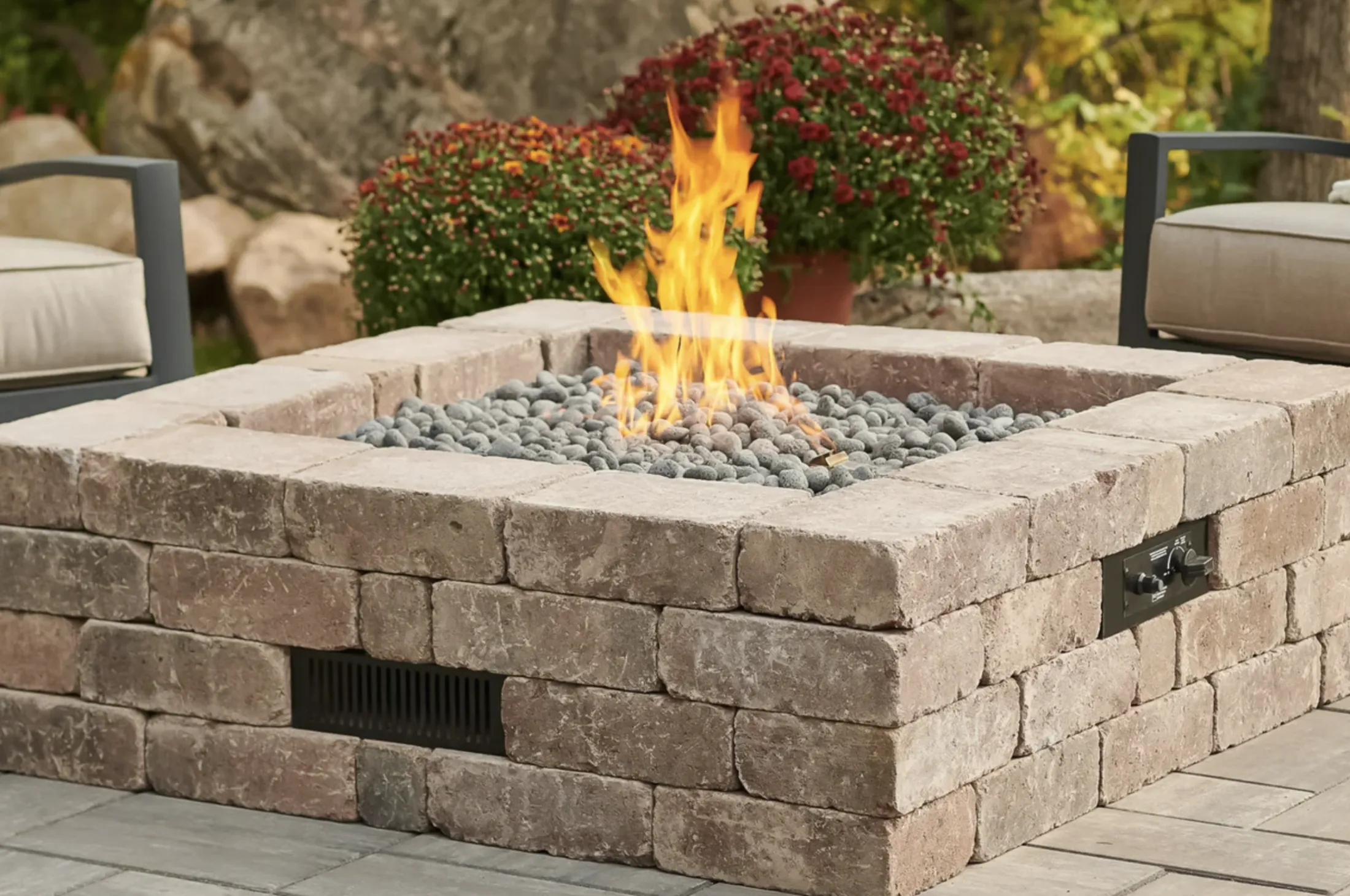 Bronson Block Square Gas Fire Pit Kit