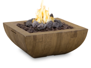 36″ Bordeaux Square “Reclaimed Wood” Fire Bowl by American Fyre Designs
