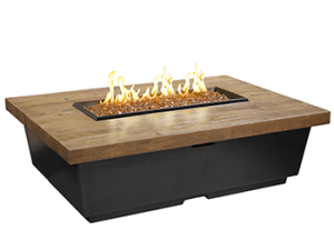 French Barrel Oak Contempo Rectangle Firetable by American Fyre Designs