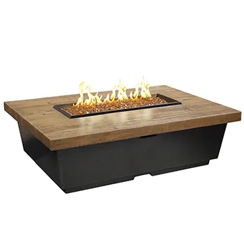 French Barrel Oak Contempo Rectangle Firetable by American Fyre Designs