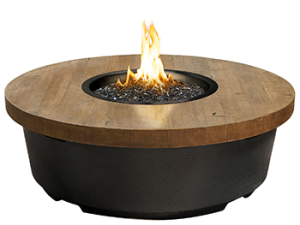 French Barrel Oak Contempo Round Firetable by American Fyre Designs
