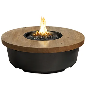 French Barrel Oak Contempo Round Firetable by American Fyre Designs