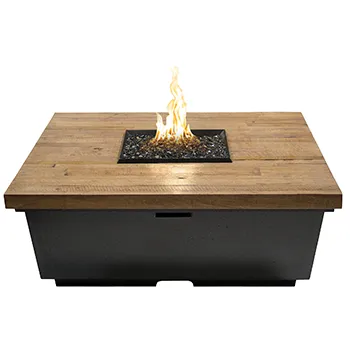 French Barrel Oak Contemepo Square Firetable by American Fyre Designs