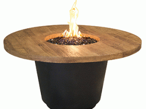 French Barrel Oak Cosmo Round Firetable by American Fyre Designs