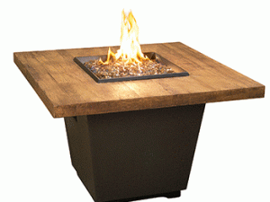 French Barrel Oak Cosmo Square Firetable by American Fyre Designs