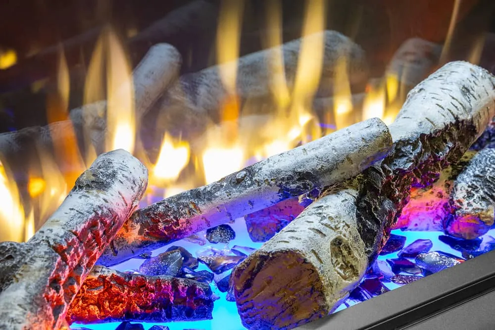 GE4 Valor Electric Insert Fireplace logs with fire