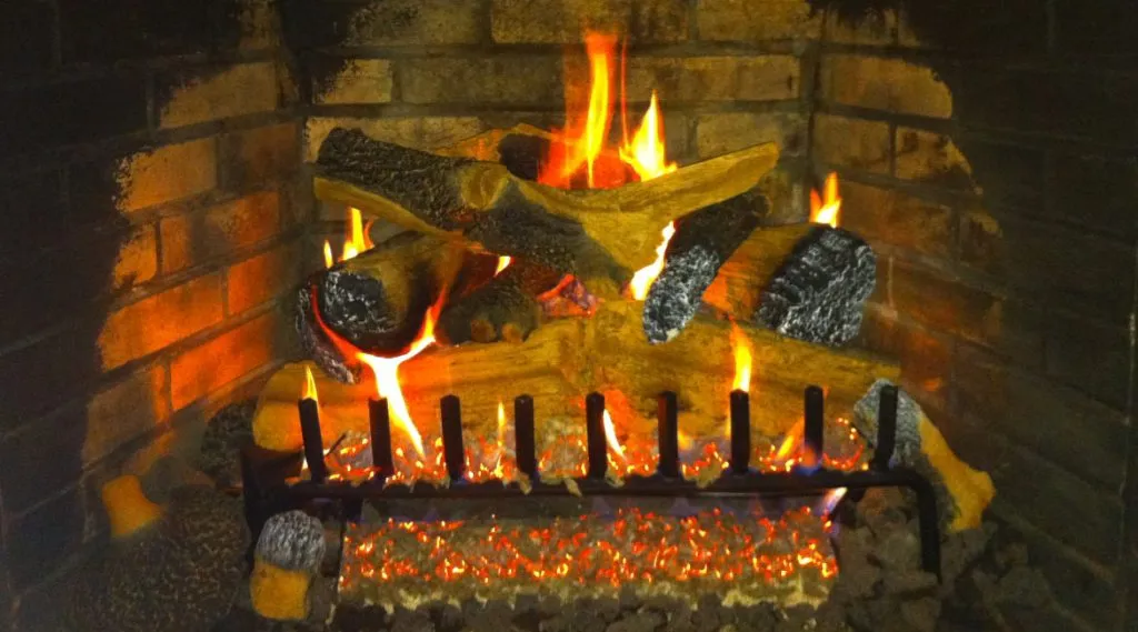 fireplace with flames